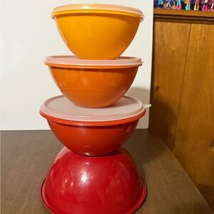 Tupperware Bowl Set of 4 Nesting Harvest Colors 234 235 236 237 Missing 1 Lid